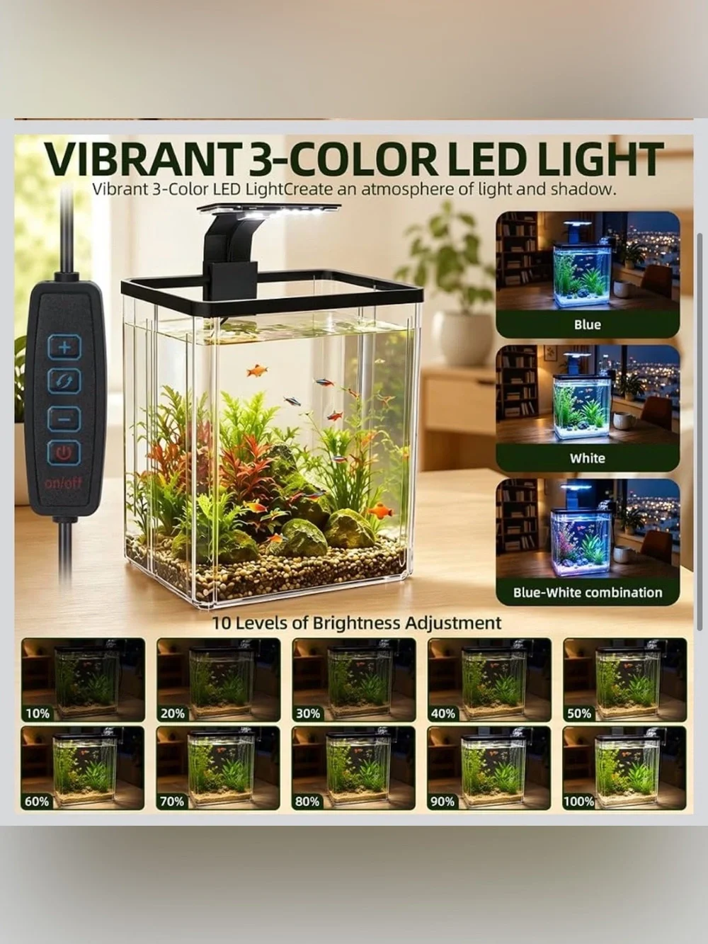 Aquarium Small Fish Tank Starter Kit 1.5 Gallon